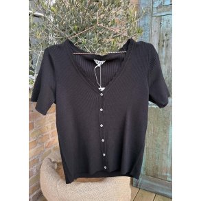 Kelly s/s Re V-neck Cardigan- Black