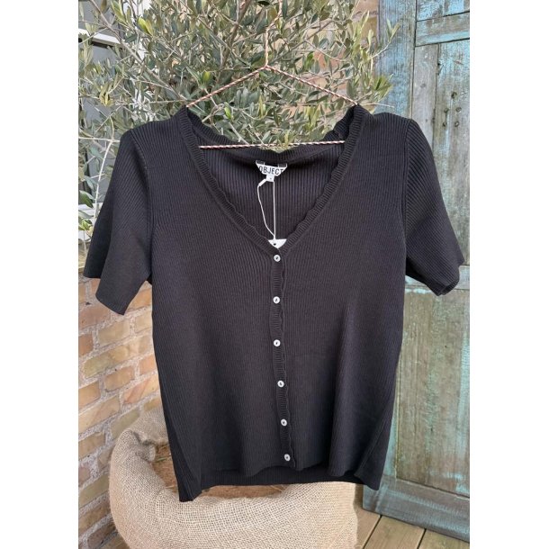 Kelly s/s Re V-neck Cardigan- Black