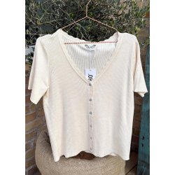 Kelly s/s Re V-neck Cardigan- Birch