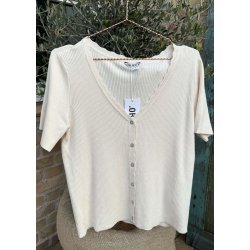 Kelly s/s Re V-neck Cardigan- Birch