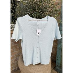 Kelly s/s Re V-neck Cardigan- Winter Sky