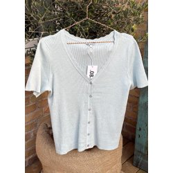 Kelly s/s Re V-neck Cardigan- Winter Sky