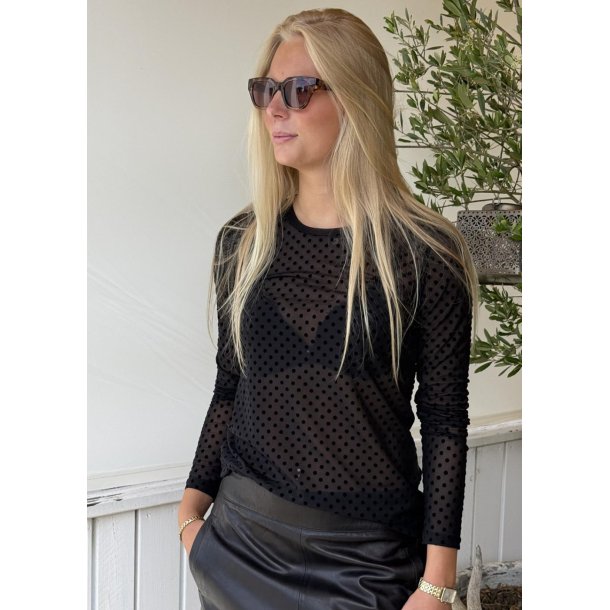 Laya Mesh Blouse- Black Dot