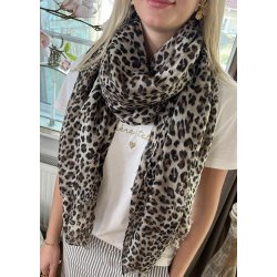 Leo Print Scarf- Taupe