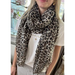 Leo Print Scarf- Taupe