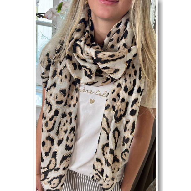 Leo Scarf with Golden Leaf- Beige