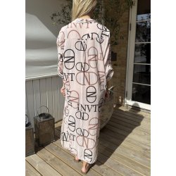 Lettering Print Shirt Dress- Rose