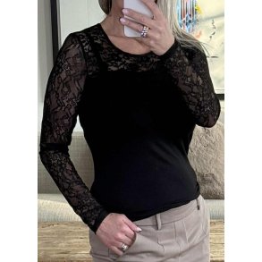 Lisa Ls Lace Blouse -Black