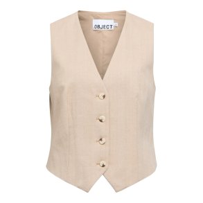 Lisa Re Short Waistcoat- Fossil / Sandshell