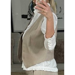 Lisa Re Short Waistcoat- Fossil / Sandshell