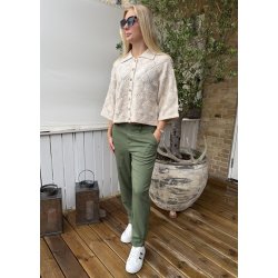 Lisa Slim Pants- Bronze Green