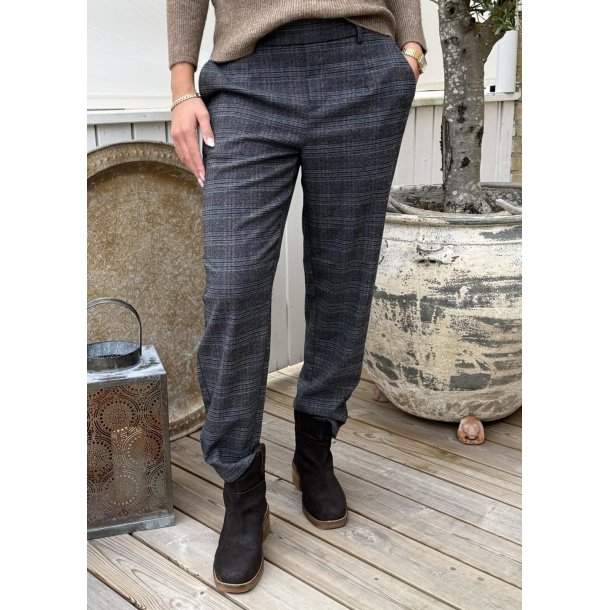 Lisa Slim Pants- Dark Grey Mel Blue Brown