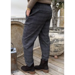 Lisa Slim Pants- Dark Grey Mel Blue Brown
