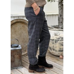 Lisa Slim Pants- Dark Grey Mel Blue Brown