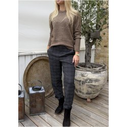 Lisa Slim Pants- Dark Grey Mel Blue Brown