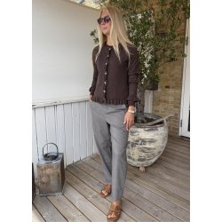 Lisa Slim Pants-Grey Thin Beige