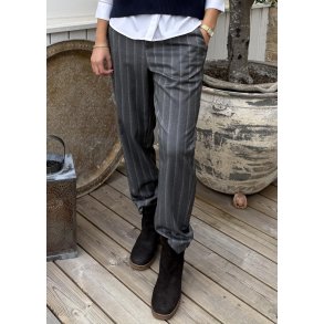 Lisa Slim Pants- Med. Grey melan. Blurred/ white