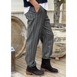 Lisa Slim Pants- Med. Grey melan. Blurred/ white