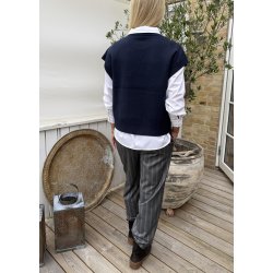 Lisa Slim Pants- Med. Grey melan. Blurred/ white