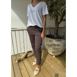 Lisa Slim Pants- Seal brown