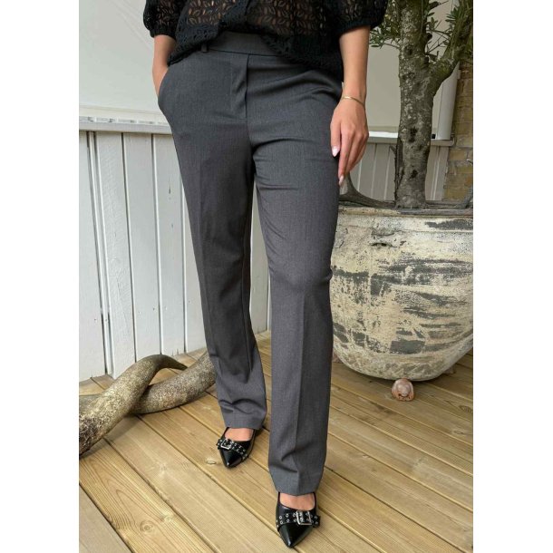 Lisa Straight Pants-m. Grey melange