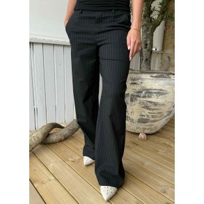 Lisa Wide Pants- Black Grey Stripe
