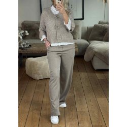 Lisa Wide Pants-Fossil/melange