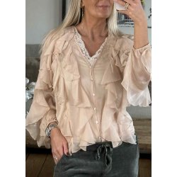 Lissa Flounce Blouse-Sand