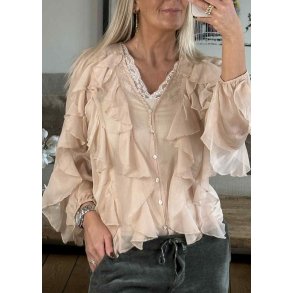 Lissa Flounce Blouse-Sand