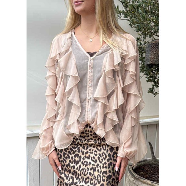 Lissa Flounce Blouse-Sand