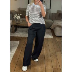 Lizza Narrow Striped Pullover- Chalk/midnight