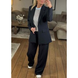 Lizza Narrow Striped Pullover- Chalk/midnight