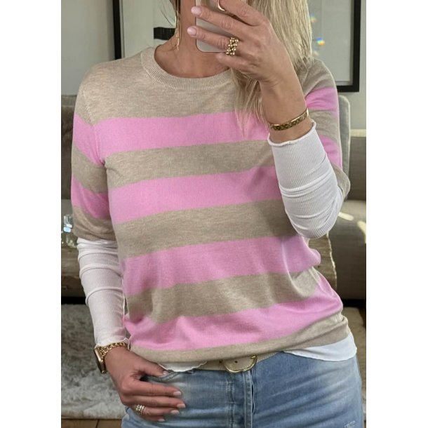 Lizza Striped Knit- Feather mel/ pi