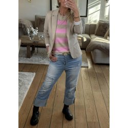 Lizza Striped Knit- Feather mel/ pi