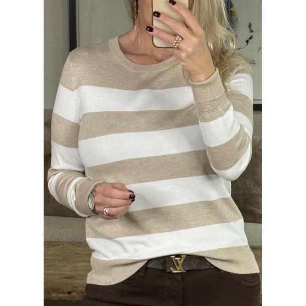 Lizza Striped Knit Pullover-Feather G.m. chalk
