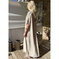Lola Long Button Kaftan- Beige