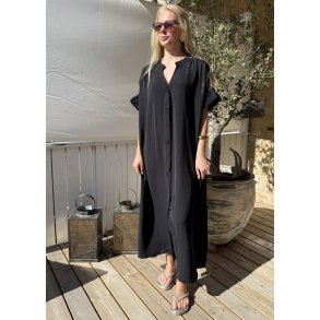 Lola Long Button Kaftan- Black
