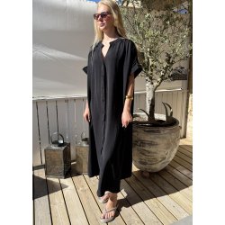 Lola Long Button Kaftan- Black