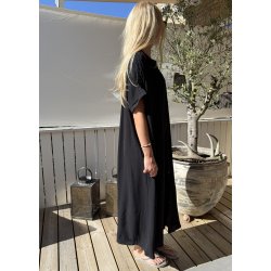 Lola Long Button Kaftan- Black