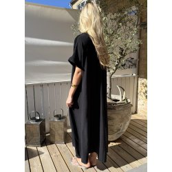 Lola Long Button Kaftan- Black