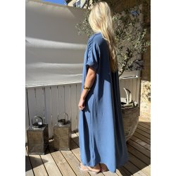 Lola Long Button Kaftan- Blue