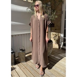 Lola Long Button Kaftan- Brown