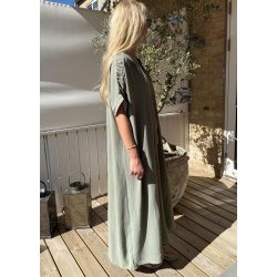 Lola Long Button Kaftan- Khaki