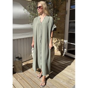 Lola Long Button Kaftan- Khaki