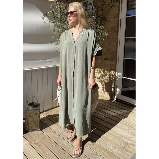 Lola Long Button Kaftan- Khaki