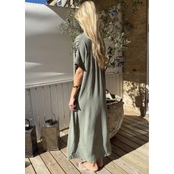 Lola Long Button Kaftan- Khaki