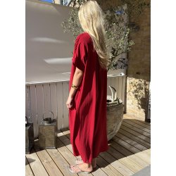 Lola Long Button Kaftan- Red