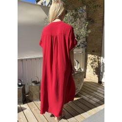 Lola Long Button Kaftan- Red