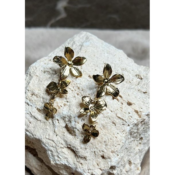 Long Flower Earring- Gold