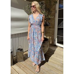 Lorie Printed Dress- Blue